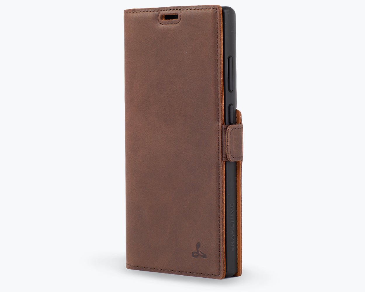 Samsung Galaxy S23 Ultra - Vintage Leather Wallet (Side Clasp Chestnut Brown Samsung Galaxy S23 Ultra - Snakehive UK