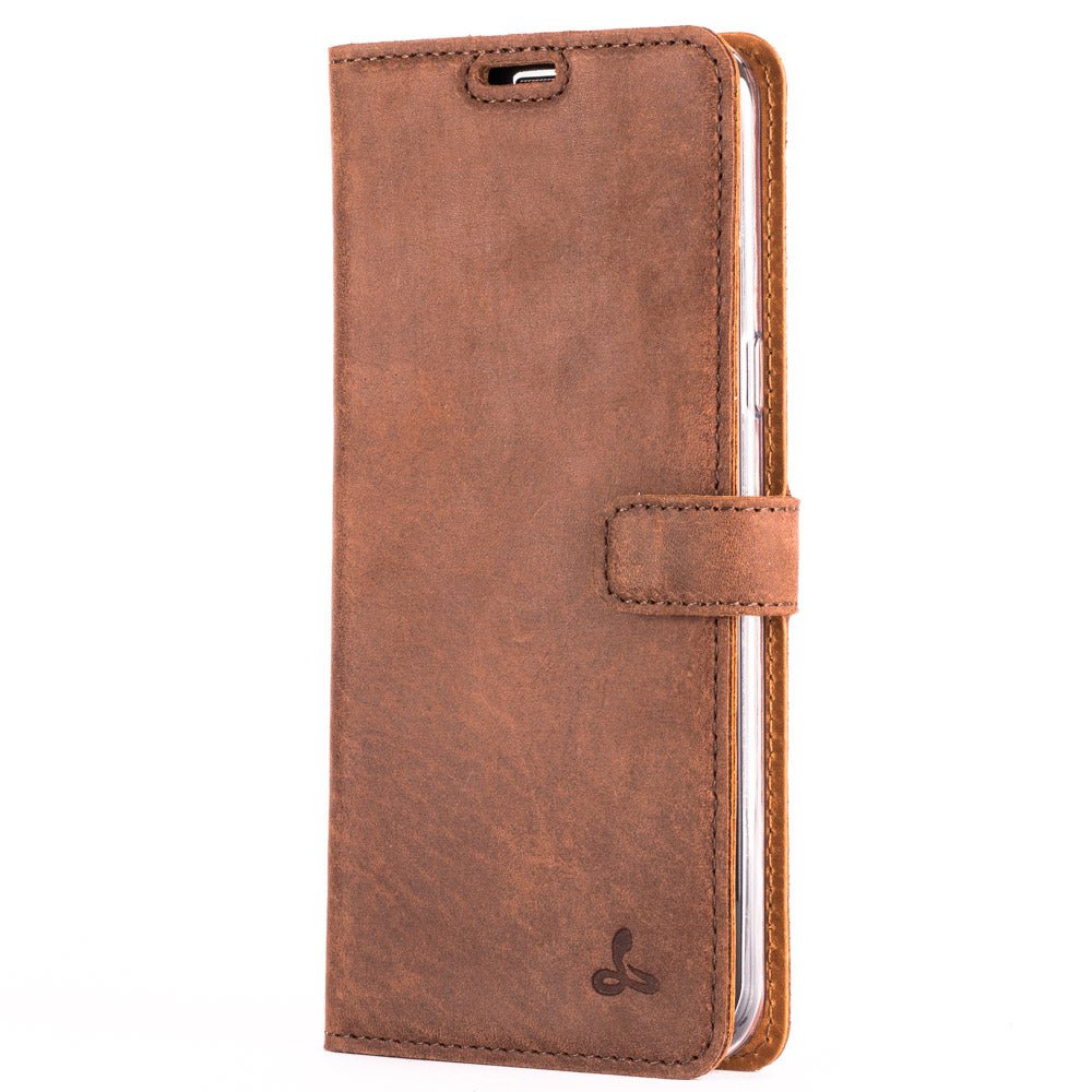 Samsung Galaxy S8 Plus - Vintage Leather Wallet (Almost Perfect) Chestnut Brown Samsung Galaxy S8 Plus - Snakehive UK