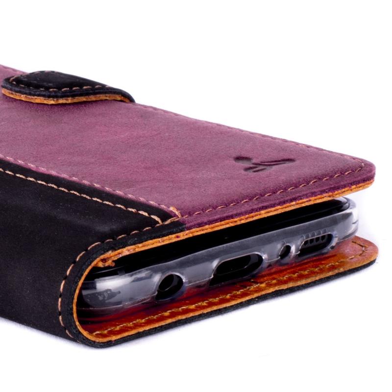 Samsung Galaxy S8 Plus - Vintage Two Tone Leather Wallet (Almost Perfect) TT Black/Plum Samsung Galaxy S8 Plus - Snakehive UK