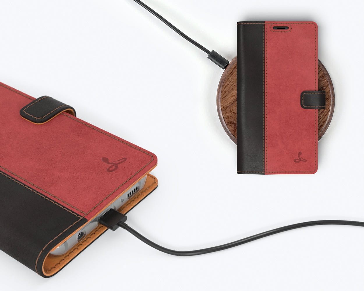 Samsung Galaxy S8 - Vintage Two Tone Leather Wallet (Almost Perfect) TT Black/Red Samsung Galaxy S8 - Snakehive UK