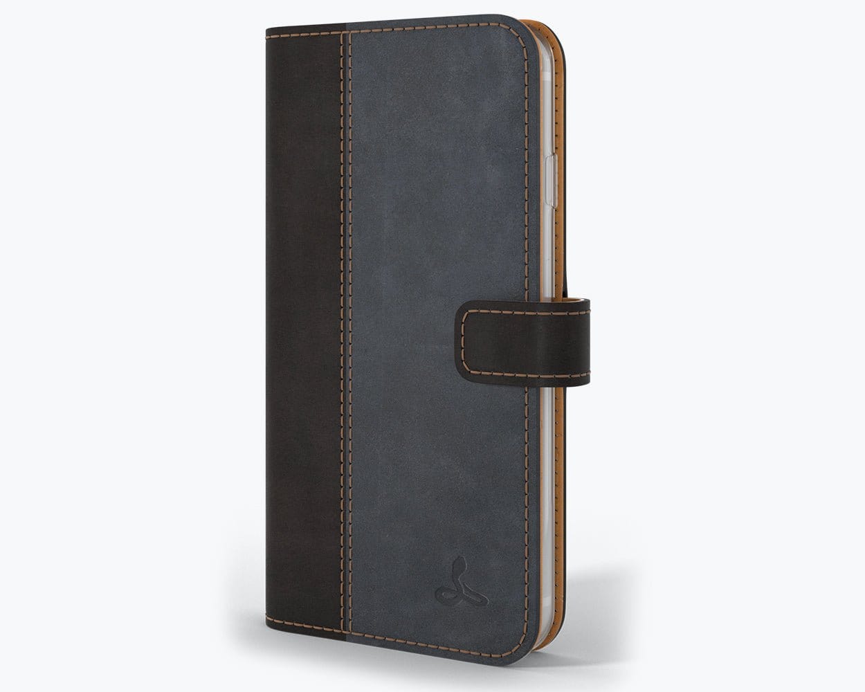 Vintage Two Tone Leather Wallet - Apple iPhone 6/6S TT Black/Navy Apple iPhone 6/6S - Snakehive UK
