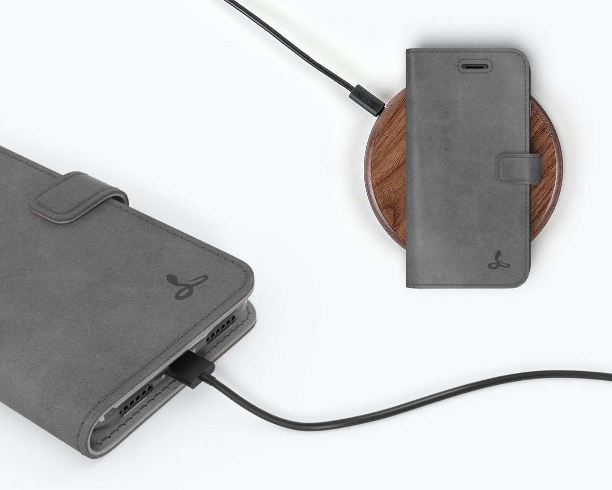 Vintage Leather Wallet - Apple iPhone 7 Grey Apple iPhone 7 - Snakehive UK