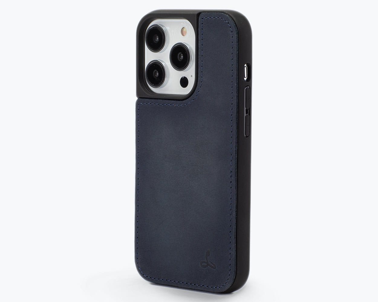 Vintage Leather Back Case - Apple iPhone 14 Pro Navy Apple iPhone 14 Pro - Snakehive UK