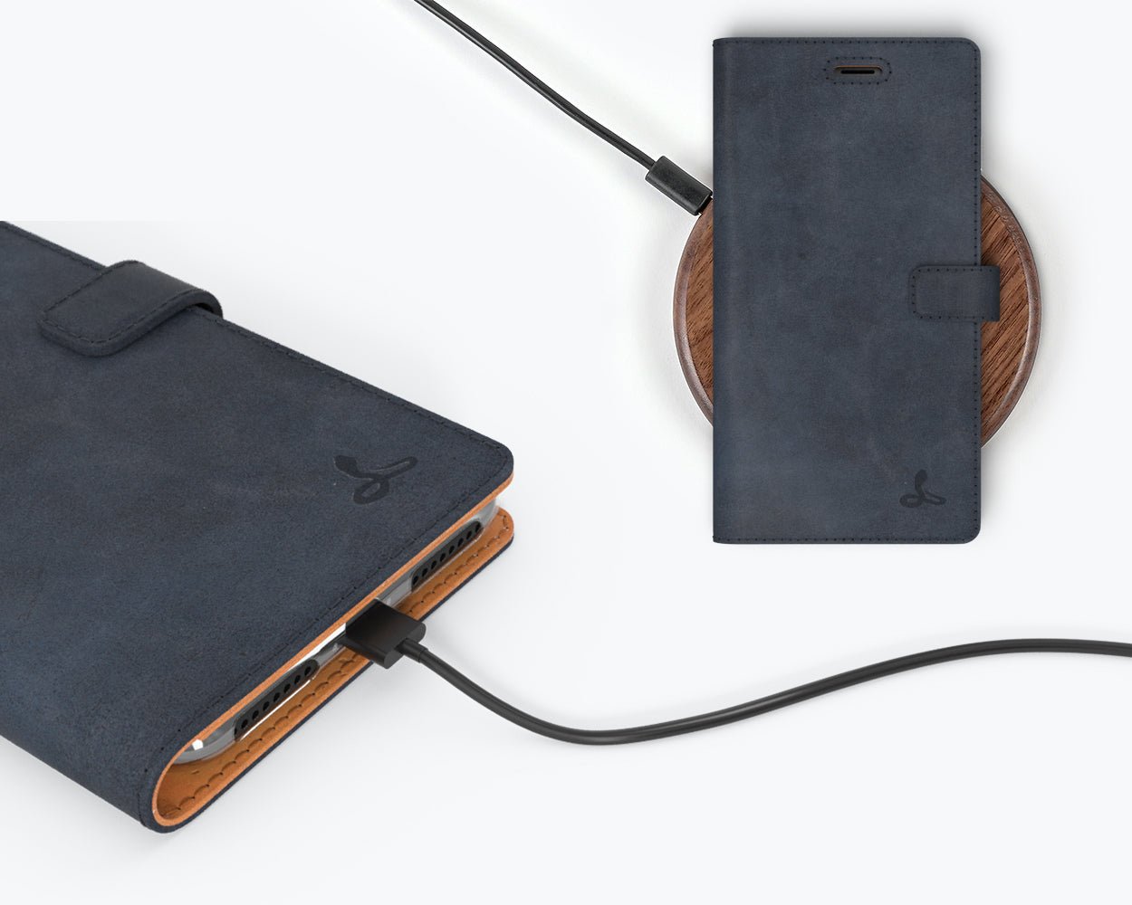 Vintage Leather Wallet - Apple iPhone 7 Plus Navy Apple iPhone 7 Plus - Snakehive UK