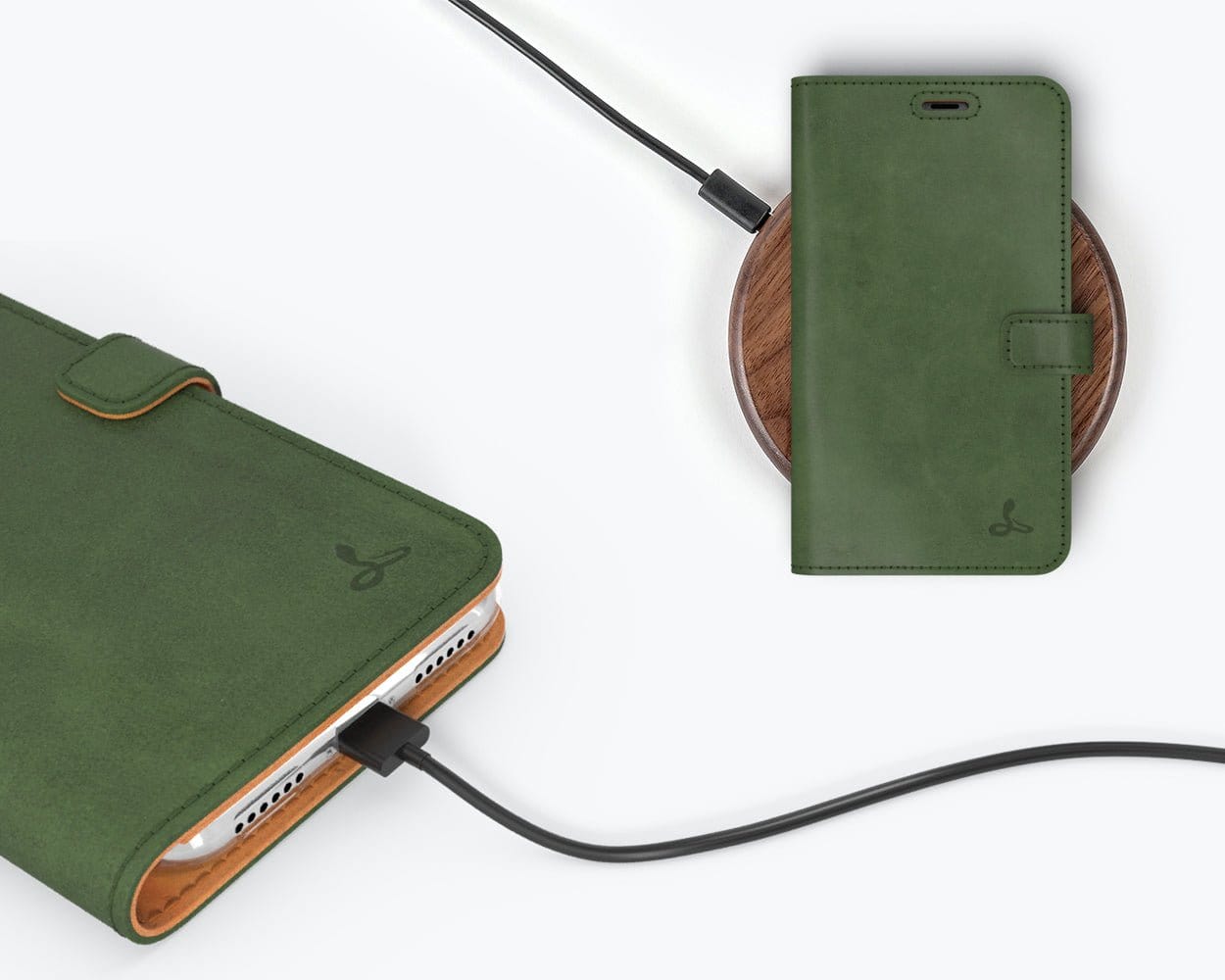 Vintage Leather Wallet - Apple iPhone X/XS Bottle Green Apple iPhone X/XS - Snakehive UK