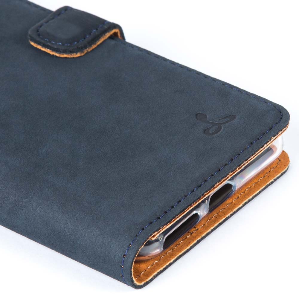 Vintage Leather Wallet - Google Pixel 3 Navy Google Pixel 3 - Snakehive UK