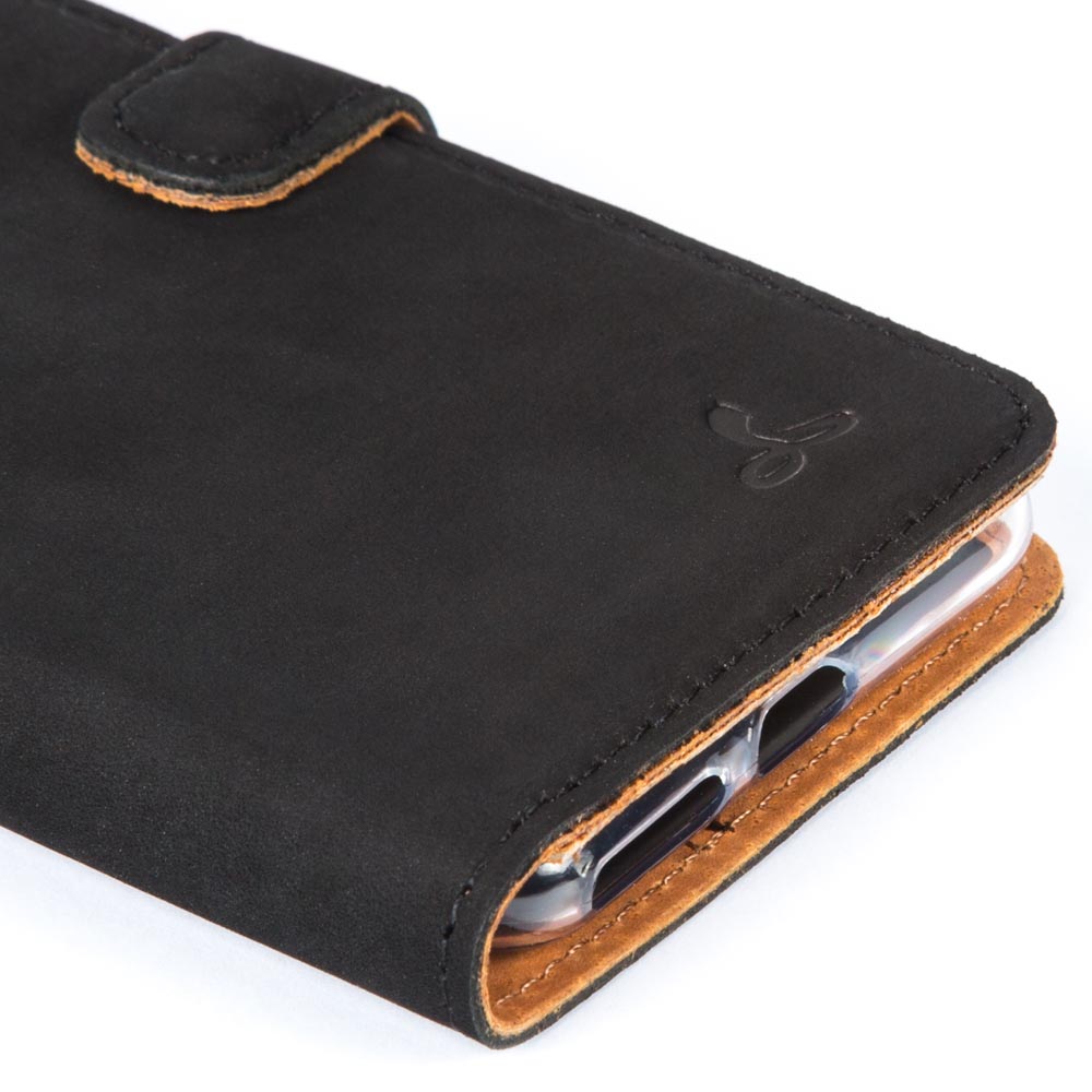 Vintage Leather Wallet - Google Pixel 3A XL Black - Snakehive UK