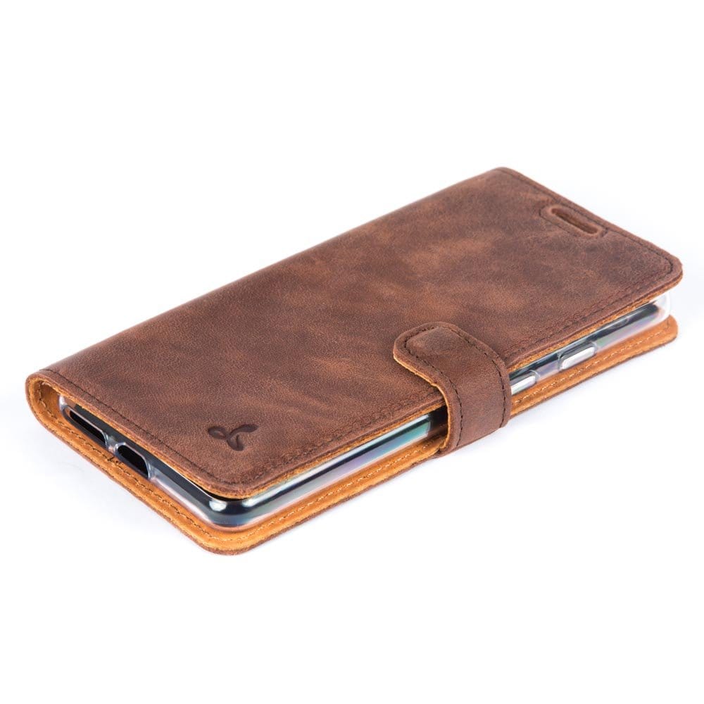 Vintage Leather Wallet - Google Pixel 3A XL Black - Snakehive UK