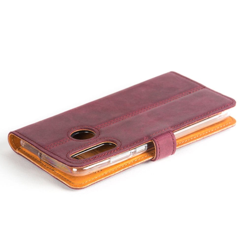 Vintage Leather Wallet - Huawei P30 Lite Plum Huawei P30 Lite - Snakehive UK