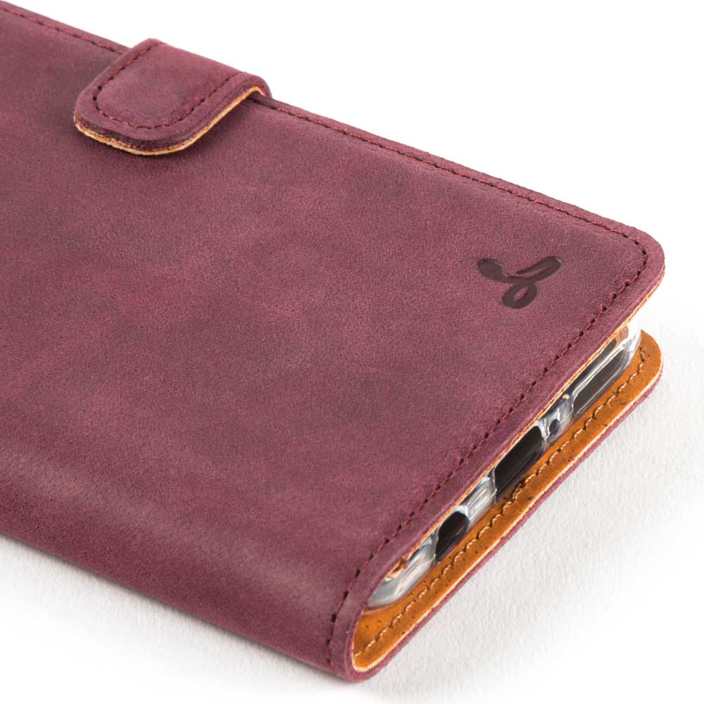 Vintage Leather Wallet - Huawei P30 Lite Plum Huawei P30 Lite - Snakehive UK