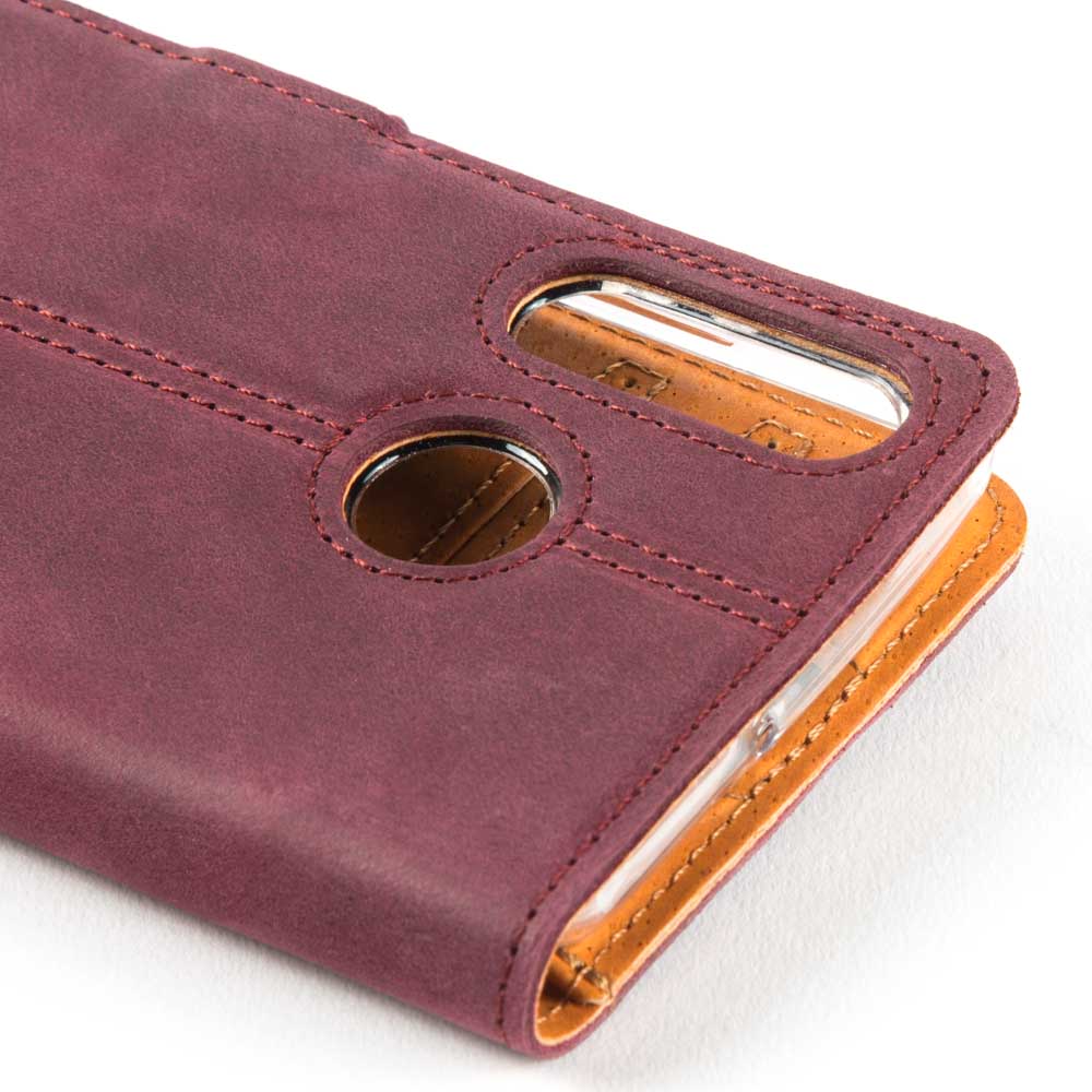 Vintage Leather Wallet - Huawei P30 Lite Plum Huawei P30 Lite - Snakehive UK