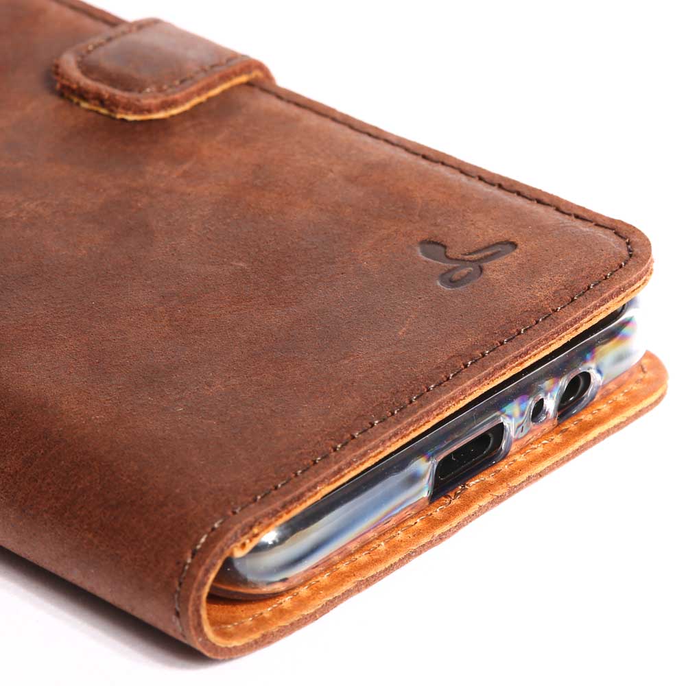 Vintage Leather Wallet - Samsung Galaxy A8 Plus (2018) Navy Samsung Galaxy A8Plus (2018) - Snakehive UK