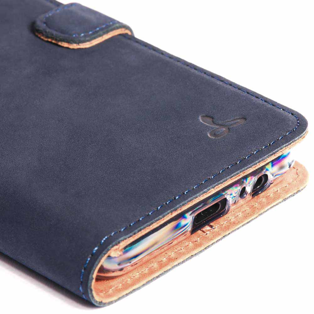 Vintage Leather Wallet - Samsung Galaxy A8 Plus (2018) Navy Samsung Galaxy A8Plus (2018) - Snakehive UK