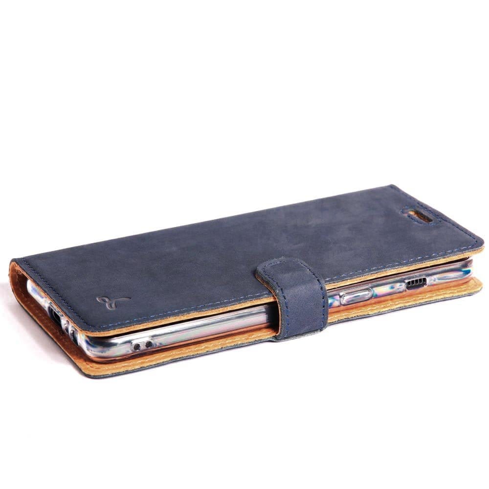 Vintage Leather Wallet - Samsung Galaxy A8 Plus (2018) Navy Samsung Galaxy A8Plus (2018) - Snakehive UK