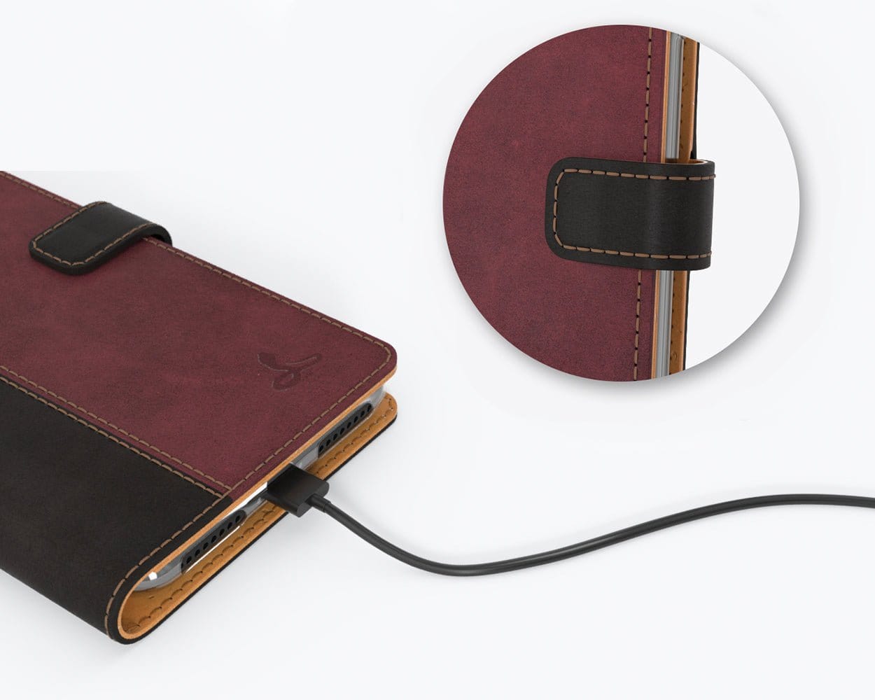 Vintage Two Tone Leather Wallet - Apple iPhone 7 Plus TT Black/Plum Apple iPhone 7 Plus - Snakehive UK