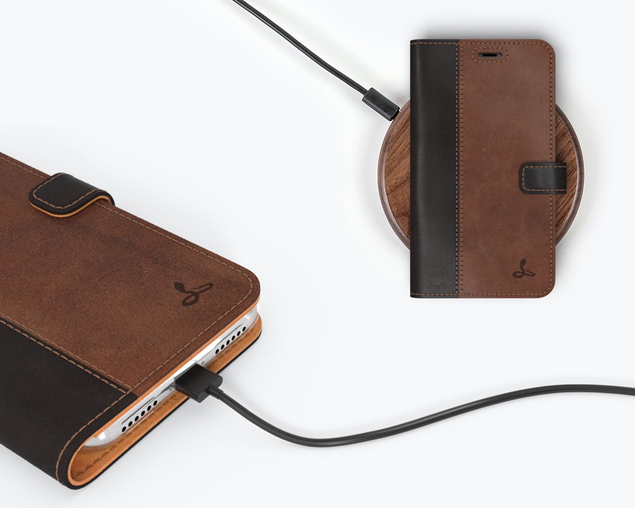 Vintage Two Tone Leather Wallet - Apple iPhone X/XS TT Black/Plum Apple iPhone X/XS - Snakehive UK