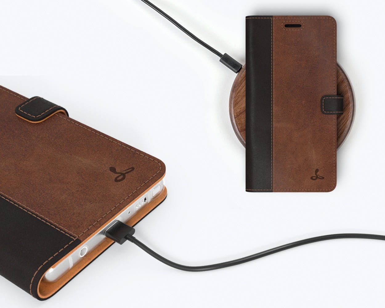 Vintage Two Tone Leather Wallet - Samsung Galaxy Note 9 (Almost Perfect) TT Black/Brown Samsung Galaxy Note 9 - Snakehive UK
