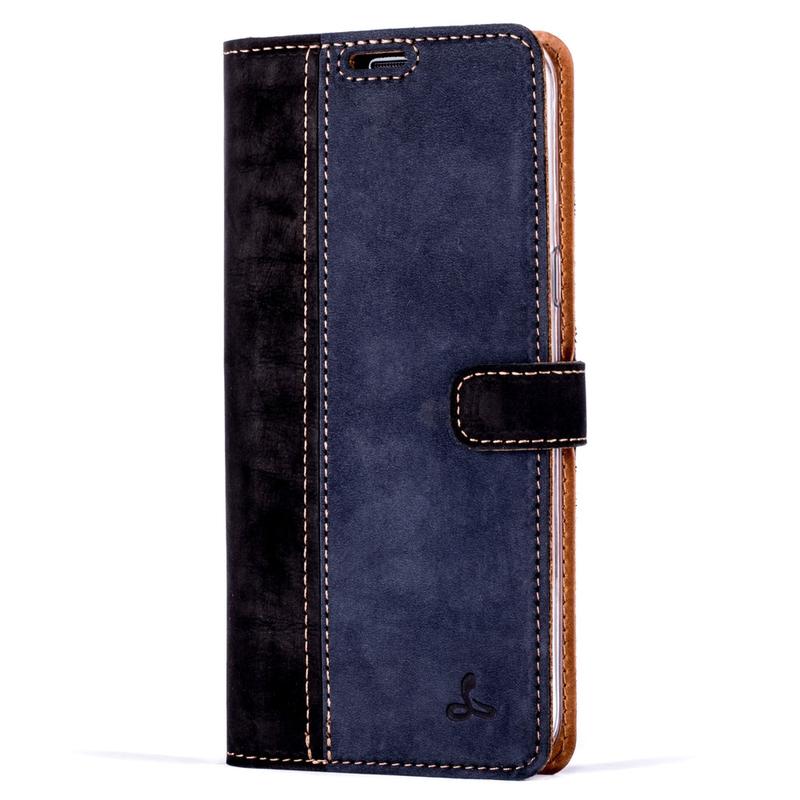 Vintage Two Tone Leather Wallet - Samsung Galaxy S8 Plus TT Black/Navy Samsung Galaxy S8 Plus - Snakehive UK