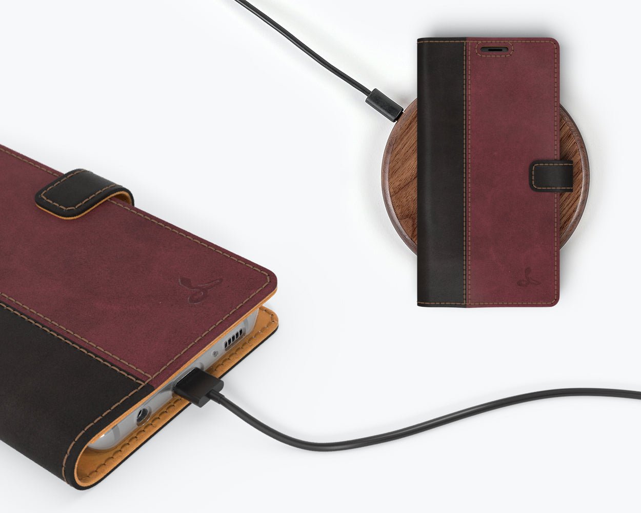 Vintage Two Tone Leather Wallet - Samsung Galaxy S8 TT Black/Plum Samsung Galaxy S8 - Snakehive UK
